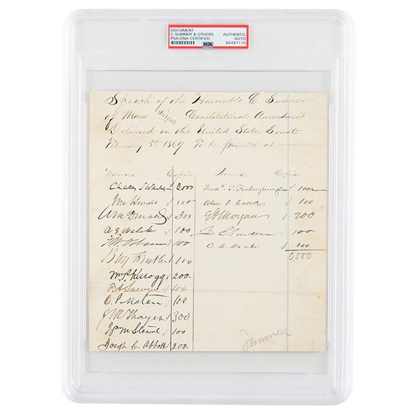 Charles Sumner and Senators Document Signed