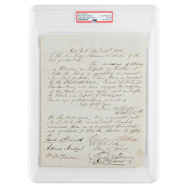 William M. 'Boss' Tweed Signed Endorsement