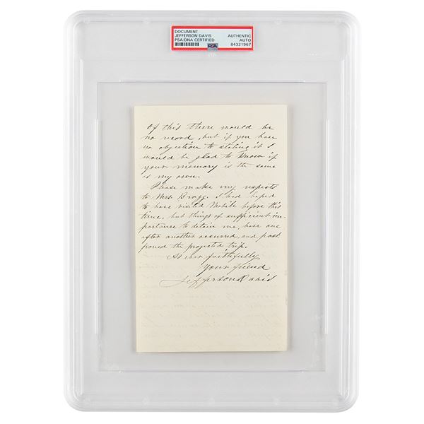 Jefferson Davis Autograph Letter Signed