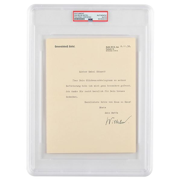 Wilhelm Keitel Typed Letter Signed