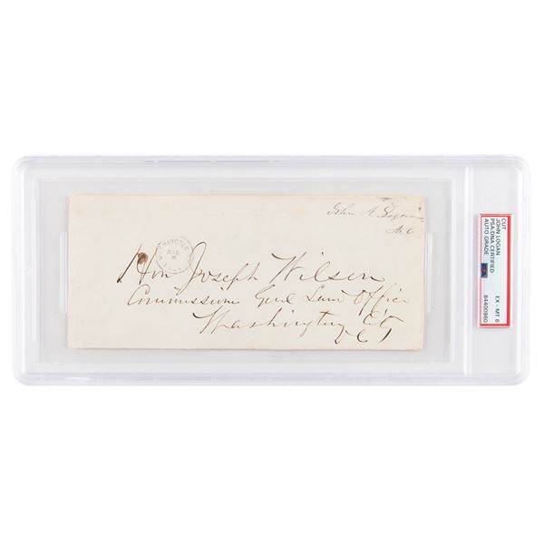 John A. Logan Signed Mailing Envelope - PSA EX-MT 6