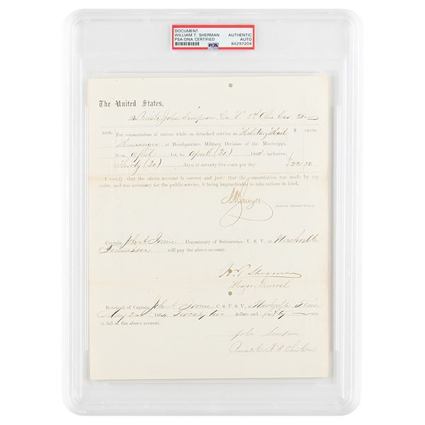 William T. Sherman Document Signed