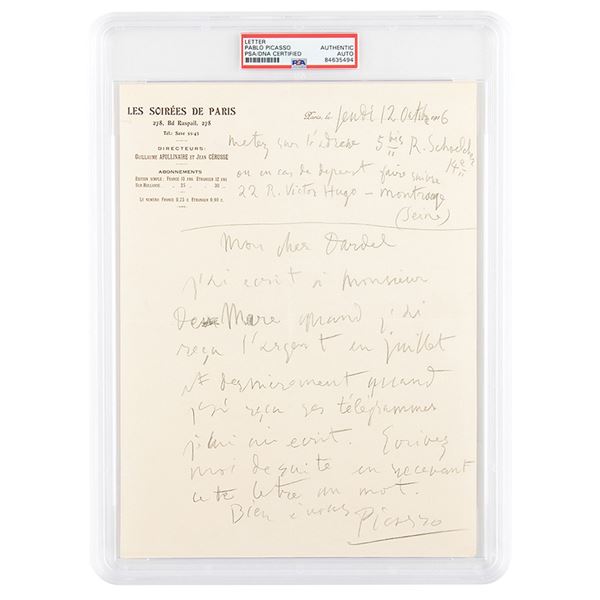 Pablo Picasso Autograph Letter Signed