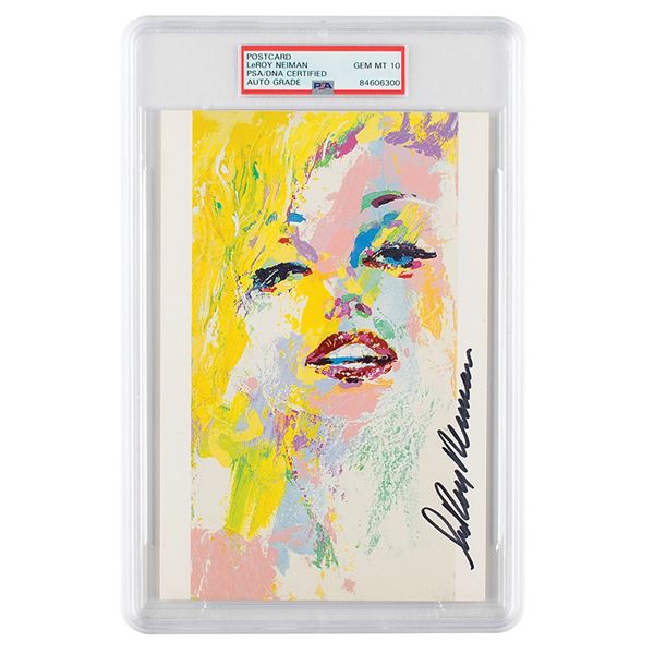 LeRoy Neiman Signed Postcard - PSA GEM MT 10