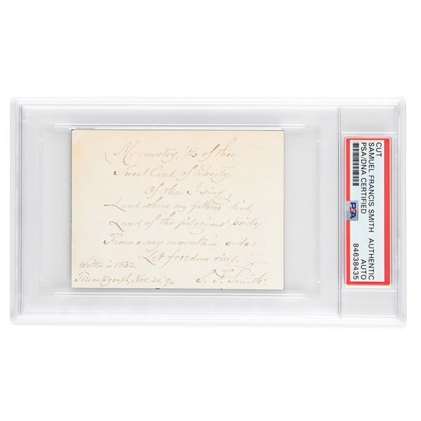 Samuel Francis Smith Autograph Quotation Signed