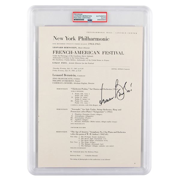 Leonard Bernstein Signed Program