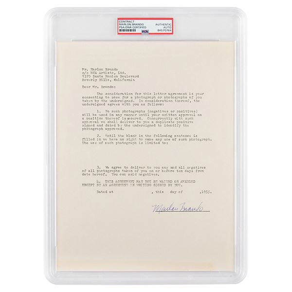 Marlon Brando Document Signed
