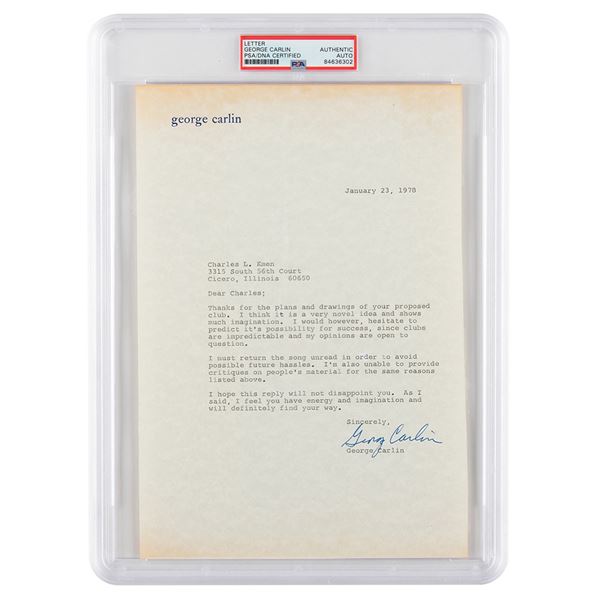 George Carlin Typed Letter Signed