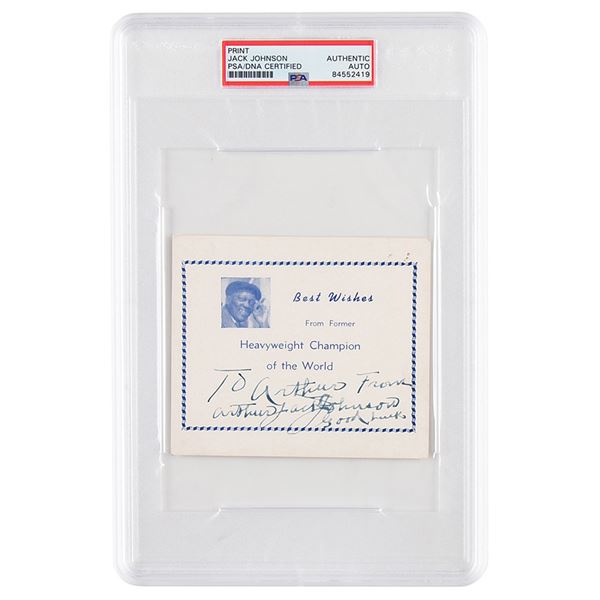 Jack Johnson Signed Compliment Card