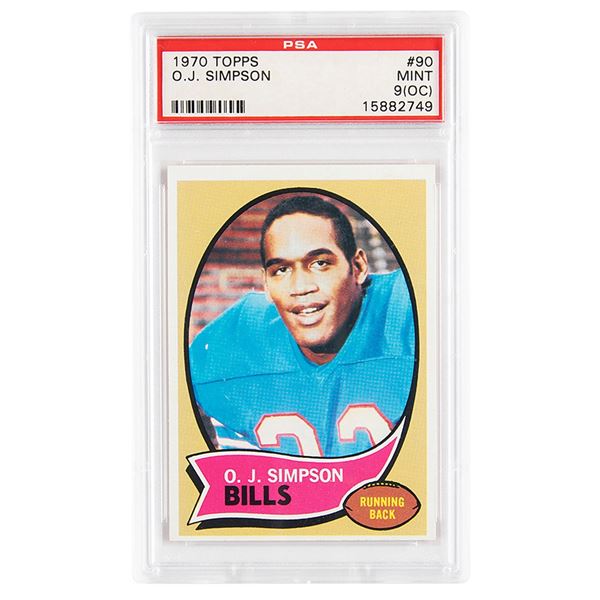 1970 Topps #90 O. J. Simpson Rookie Card PSA MINT 9 (OC)