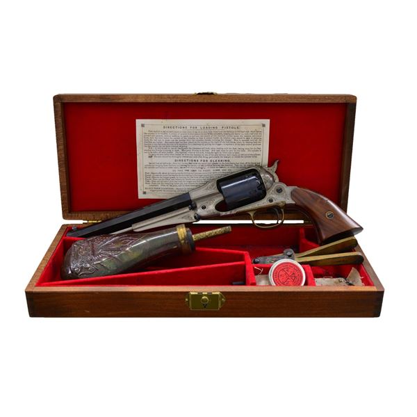 NAVY ARMS ENGRAVED 1858 NM REVOLVER.