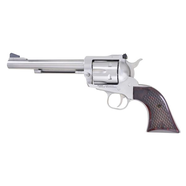 RUGER STAINLESS 10MM / 40 S&W BLACKHAWK REVOLVER.