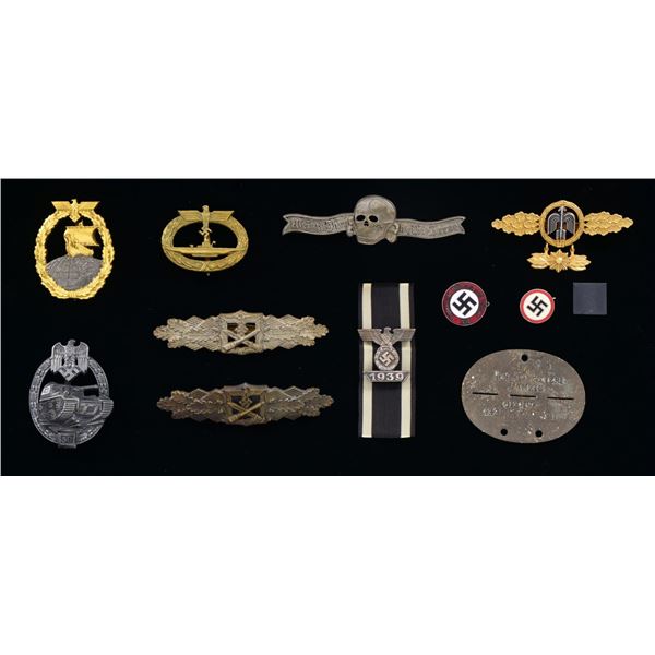 WWII GERMAN BADGES, CLOTH, SHOULDER STRAPS & MORE.