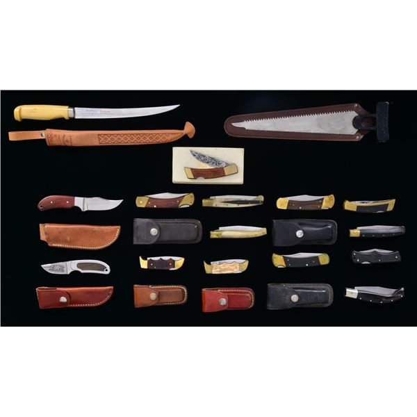 ASSORTED FIXED & FOLDING KNIVES.