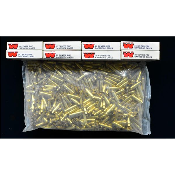 450+ (1 BAG & 8 BOXES) OF 307 WINCHESTER BRASS.