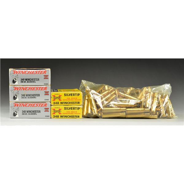 100 RDS. (5 BOXES) 348 WIN AMMO & 100 BRASS.