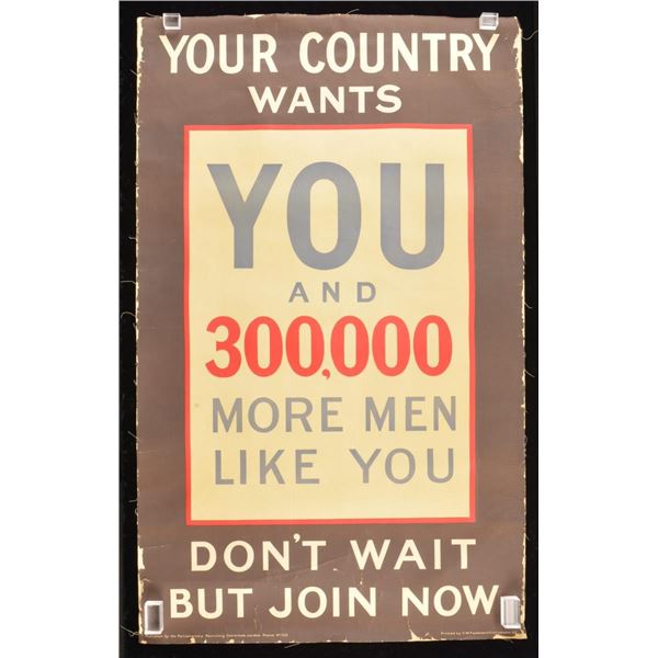 BRITISH WWI RECRUITMENT POSTER.