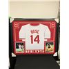 Image 1 : PETE ROSE SIGNED AND CUSTOM FRAMED 35 X 42 BASEBALL JERSEY FITTERMAN COA( NO GLASS)