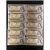 Image 1 : 1973 CANADIAN 1 DOLLAR SEQUENTIAL BILLS LOT (10 BILLS)