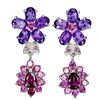 Image 1 : Natural Amethyst Rhodolite Garnet Earrings