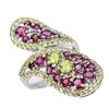 Image 2 : Natural Peridot Rhodolite Garnet Sapphire Ring