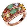 Image 2 : Natural Untreated Colombian Emerald Ruby Sapphire Ring