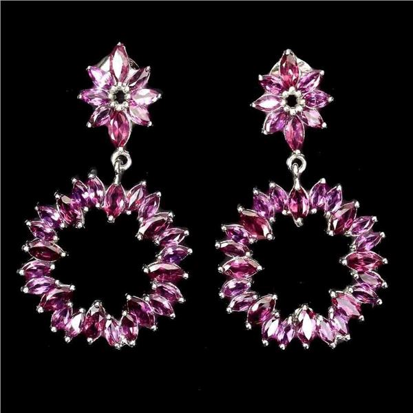Natural Marquise Rhodolite Garnet Earrings