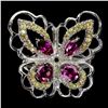 Image 1 : Natural Rhodolite Garnet & Sapphire Butterfly Ring