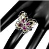 Image 3 : Natural Rhodolite Garnet & Sapphire Butterfly Ring