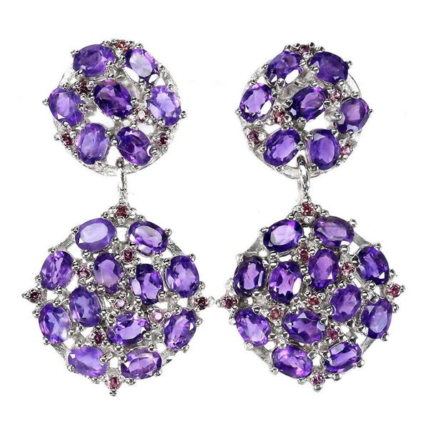 Natural Brazil Amethyst & Rhodolite Garnet Earrings