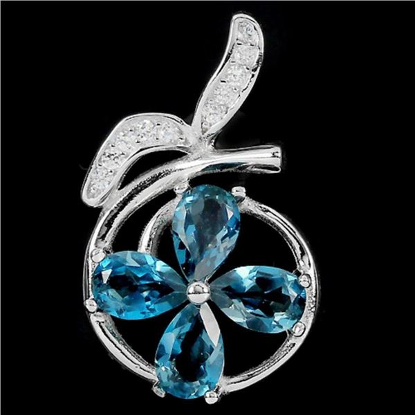 Natural London Blue Topaz Pendant