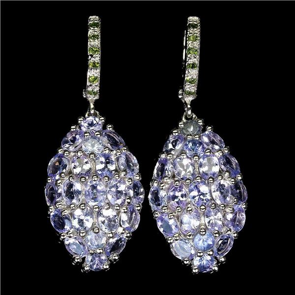 Natural Unheated Tanzanite Chrome Diopside Earrings