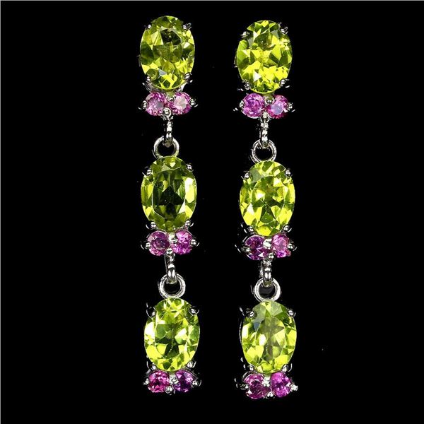 Natural Unheated Peridot Rhodolite Garnet Earrings