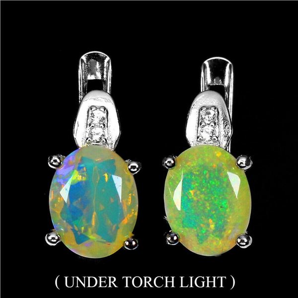 Natural Ethopian White Opal Earrings