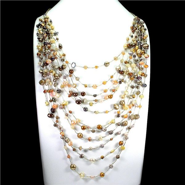 Natural Multi Color Pearl & Japanese Beads Necklace