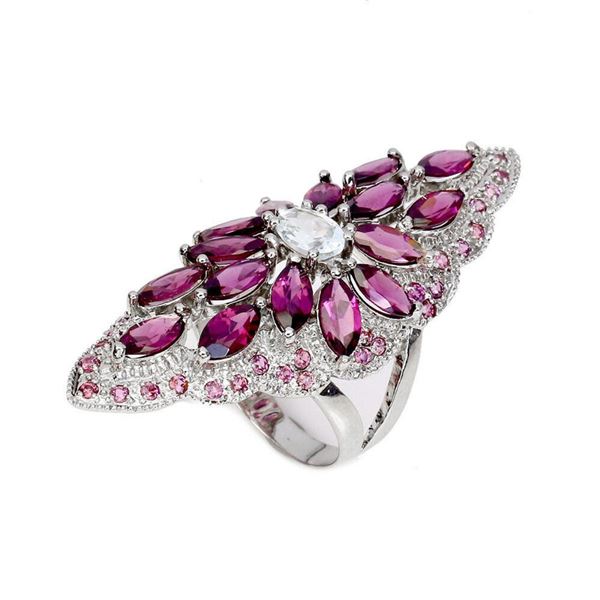 Natural Unheated Aquamarine & Rhodolite Garnet Ring