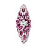 Image 2 : Natural Unheated Aquamarine & Rhodolite Garnet Ring