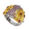 Image 1 : Natural Unheated Rhodolite Garnet Flower Ring