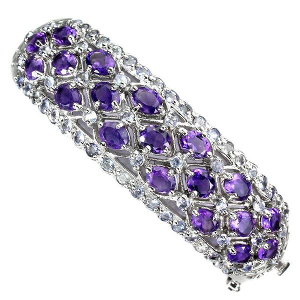 Natural Purple Amethyst & Tanzanite Bangle