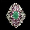Image 1 : Natural Emerald & Rhodolite Garnet Ring