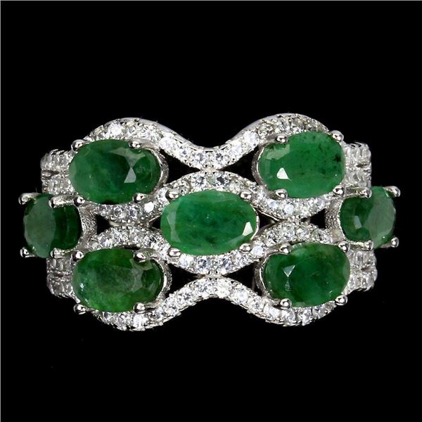 Natural Forest Green Emerald Ring