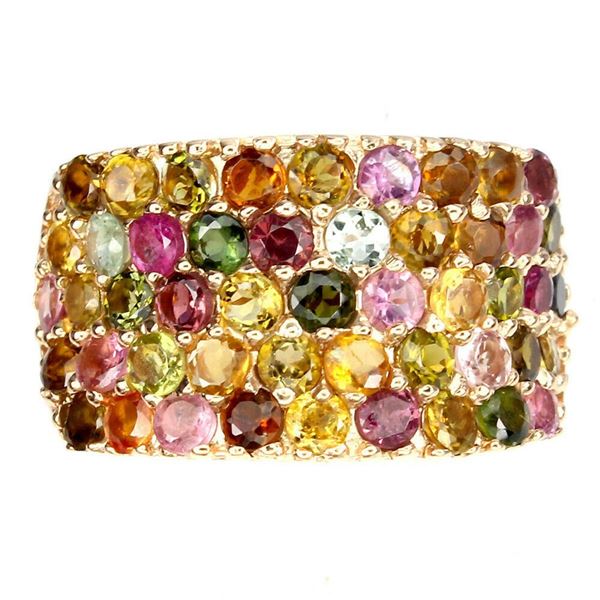 Natural Untreated Multi Color Tourmaline Ring
