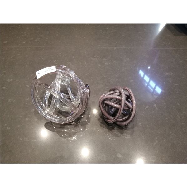 2 x Globular Glass Decorations