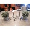 Image 1 : 2 x Folding Metal Plate Stands and 2 x Artificial Potted Plants