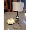 Image 1 : Cardinal Wall Clock and Glass Table Lamp