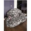 Image 1 : Unique High-Backed Upholsted Sofa w/ 2 x Throw Pillows