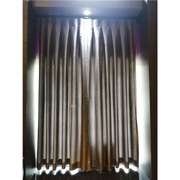 2 x Gray Curtains on Rails w/ Pull Cord