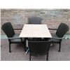 Image 1 : Large Folding Patio Table w/ 4 x Wicker-Like Plastic Chairs