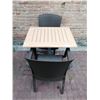 Image 1 : Small Folding Patio Table w/ 2 x Wicker-Like Plastic Chairs