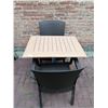 Image 1 : Small Folding Patio Table w/ 2 x Wicker-Like Plastic Chairs